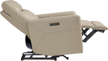CHITA Genuine Leather Power Recliner Chair for Adults, Electric Wall Hugger Recliner for Small Spaces, Modern Living Room and RV Recliner Chair with Power Headrest & Charging Ports, Latte Tan