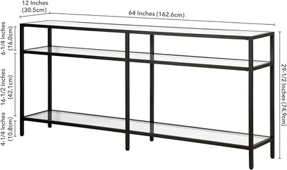 Henn&Hart 64" Wide Rectangular Console Table in Blackened Bronze, Entryway Table, Accent Table for Living Room, Hallway