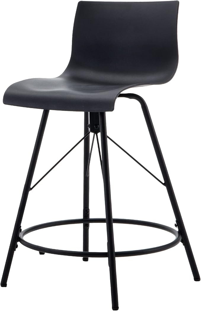 annjoe Swivel Bar Stools Metal Counter Height Stools Plastic Seat Chairs Set of 4 for Indoor Outdoor Home Kitchen Business (24" Black)