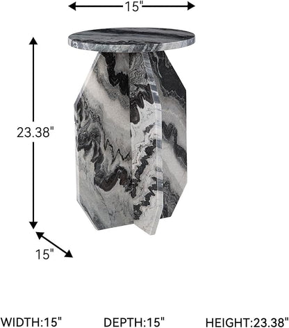Signature Design by Ashley Wrenlane Contemporary Marble Accent Table, Black & White