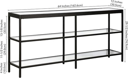 Henn&Hart 64" Wide Rectangular Console Table in Blackened Bronze, Entryway Table, Accent Table for Living Room, Hallway