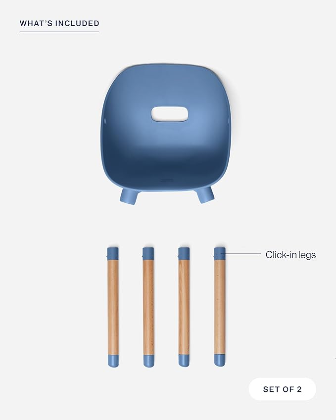 Lalo The Play Kit - Kids Table & Chairs Set with Sustainably Sourced Wood Table & 2 Non-Toxic Bucket Seat Chairs - Safe & Comfortable - Natural/Blueberry