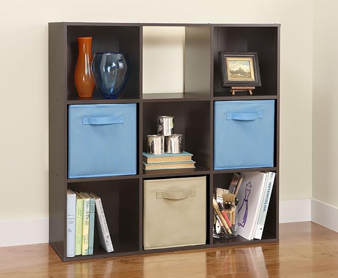 ClosetMaid 9 Cube Laminated Wood Stackable Open Bookcase Display Shelf Organizer for Household, Living Rooms, and Studies, Espresso