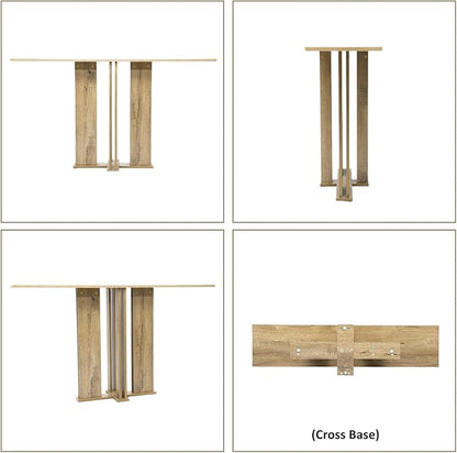 HEAH-YO 51" Console Table, Rustic Wood Entryway Table, T-Shape Narrow Sofa Tables Behind Couch for Hallway, Entrance, Foyer, Living Room, Rustic Natural