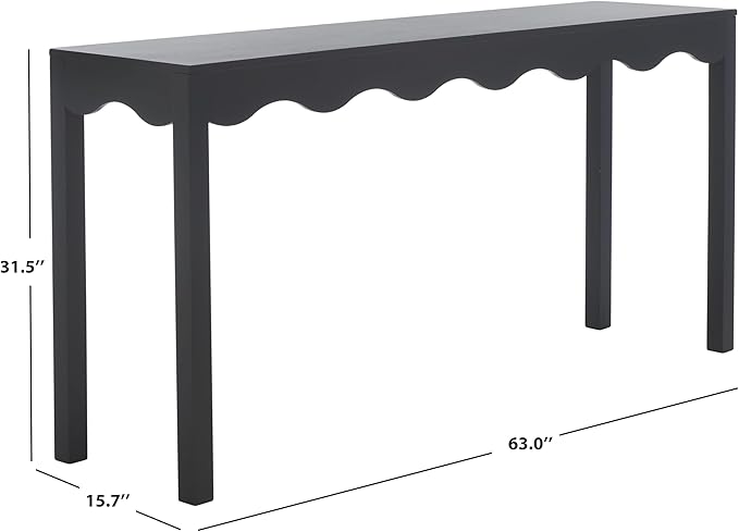 SAFAVIEH Home Collection Lilith Farmhouse French Country Matte Black Wavy Console Table for Entryway, Living Room, Foyer