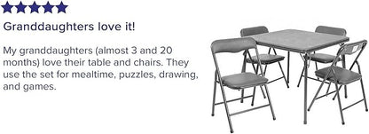 Flash Furniture Mindy Kids 5-Piece Folding Square Table and Chairs Set for Daycare and Classrooms, Children's Activity Table and Chairs Set, Gray