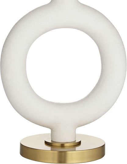 Possini Euro Design Athena 30 3/4" Tall Open Circle Large Mid Century Modern End Table Sculptural Lamp Pull Chain White Finish White Shade Living Room Bedroom Bedside Nightstand House Office Home