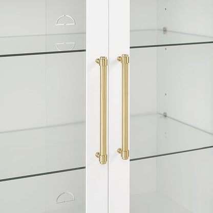 Crosley Furniture Roarke 2-Piece Glass Door China Hutch Kitchen Pantry Storage Cabinet Set, Dining Room, White