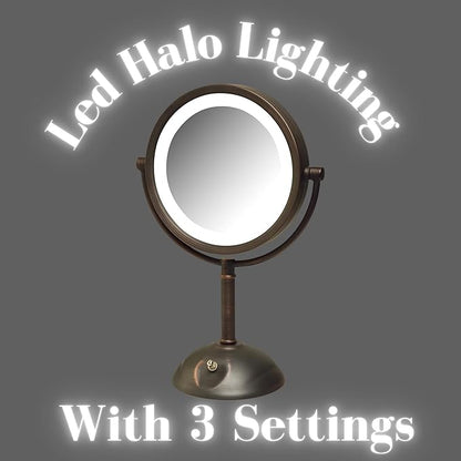 JERDON Lighted Makeup Mirror with Magnification - 1X and 8X Magnification - Bronze Makeup Mirror - Model HL8808BZL