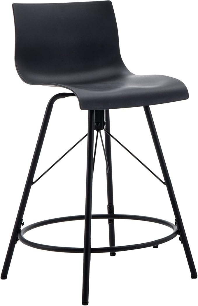 annjoe Swivel Bar Stools Metal Counter Height Stools Plastic Seat Chairs Set of 4 for Indoor Outdoor Home Kitchen Business (26" Black)