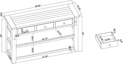 LKTART Solid Wood Console Table Sofa Table with Storage Drawers and Bottom Shelf Entryway Table for Entry Hallway Foyer Sofa Couch Table Easy Assembled (48.8" Blue)