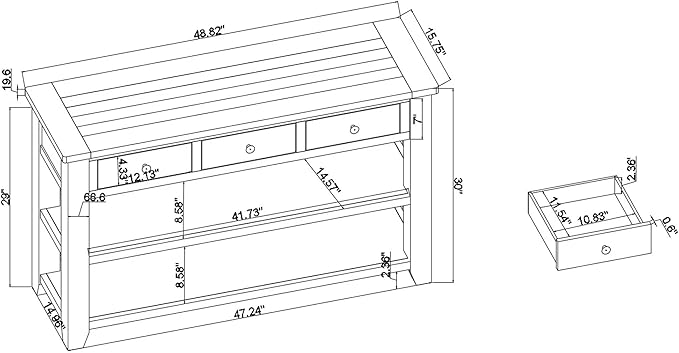 LKTART Solid Wood Console Table,Sofa Table with Storage Drawers and Bottom Shelf,Entryway Table for Entry Hallway Foyer Sofa Couch Table,Easy Assembled (48.8" Antique White)