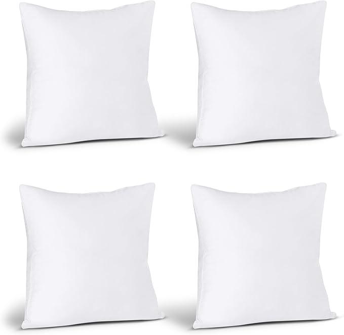 Utopia Bedding Throw Pillows (Set of 4, White), 17 x 17 Inches Pillows for Sofa, Bed and Couch Decorative Stuffer Pillow