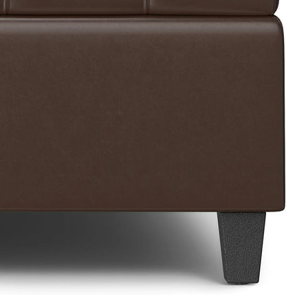 SIMPLIHOME Harrison 40 inch Wide Transitional Square Large Coffee Table Storage Ottoman in Chocolate Brown Vegan Faux Leather, Assembled, for The Living Room and Bedroom