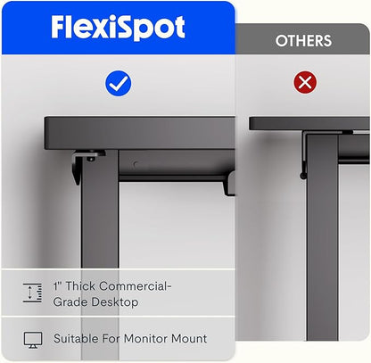 FLEXISPOT 63 inch L-Shaped Standing Desk, Electric Height Adjustable Desk, Sit Stand Large Corner Desk, Memory Preset Controller, Modern Design, Black Frame + Mahogany Top
