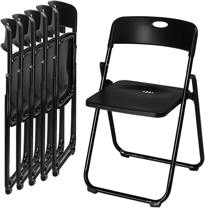 Karl home 6 Pcs Folding Chair, 300LBS Lightweight Foldable Plastic Chair, Reinforced Metal Frame Easy to Fold & Store for Indoor & Outdoor, Wedding, Party, Meeting Room, Patio and Garden, Black