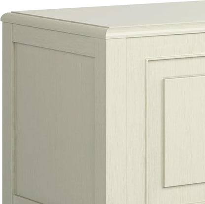 SIMPLIHOME Connaught Entryway Storage Bench - 51 inch Wide Solid Wood Storage Trunk Seat in Antique White, Traditional Bench for Entryway or Living Room with Lift-Up Lid and Decorative Moulding