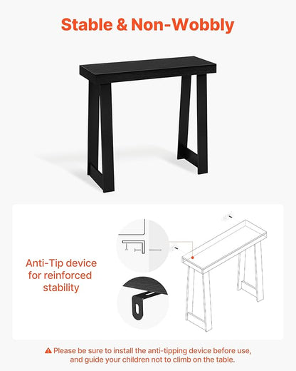 VEVOR 36 in Console Table, Modern Desk Behind The Couch, Wooden Rectangle Entrance Desk, Narrow Long Sofa Table Accent Stand, Ideal for Hallway, Bedroom, Living Room, Foyer, Easy Assembly, Black