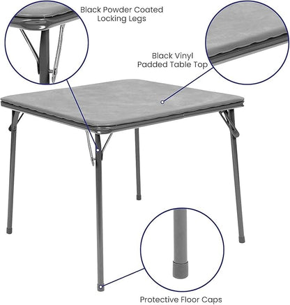Flash Furniture Mindy Kids 5-Piece Folding Square Table and Chairs Set for Daycare and Classrooms, Children's Activity Table and Chairs Set, Gray