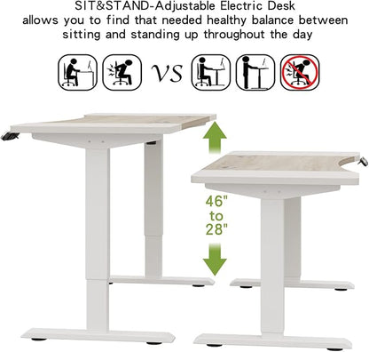 Radlove Dual Motor Height Adjustable Standing Desk, 63 x 30 Height Adjustable Computer Desk Sit Stand Desk Home Office Desks with Splice Board 265 lb Load Capacity White Frame + White Top