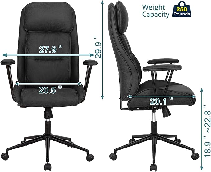 High Back Office Desk Chair,Ergonomic Reclining Office Chair,Modern Swivel Computer Chair,Conference Room Chairs,Black Leather Chair with Lumbar Support,330lbs