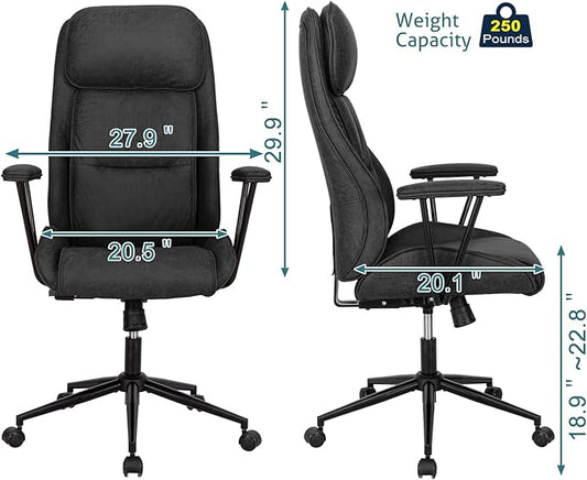 High Back Office Desk Chair,Ergonomic Reclining Office Chair,Modern Swivel Computer Chair,Conference Room Chairs,Black Leather Chair with Lumbar Support,330lbs