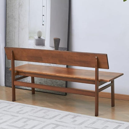 Outdoor Indoor Bench, 39.3" Patio Garden and Balcony Wooden Bench, Weatherproof Sturdy Wood Garden Bench with Seat for Porch, Park, Backyard, 2-Person Walnut Loveseat with Backrest