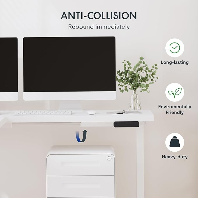 SANODESK L Shaped Standing Desk Adjustable Height, Electric Corner Standing Desk, 71 x 63 inch Sit Stand Computer Table with Splice Board, White
