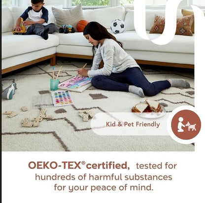 nuLOOM 3'9" x 6' Cozy Plush Area Rug, Machine Washable, Non-Slip, Soft Fluffy Shag Carpet for Living Room Bedroom Kids Room Nursery Home Decor, Amy Beige