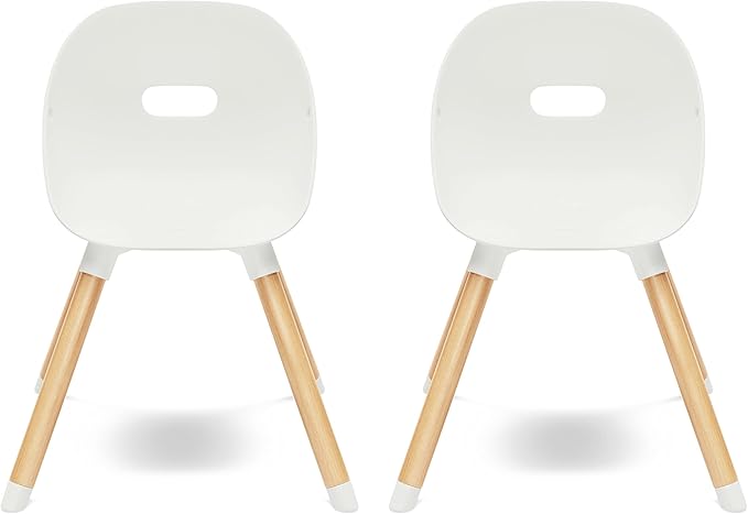 Lalo The Play Chair - Wooden & Non-Toxic Plastic Kids & Toddler Chair - Sturdy Bucket Seat, Easy to Clean, Up to 200 lb. Weight Capacity, Set of 2 - Coconut