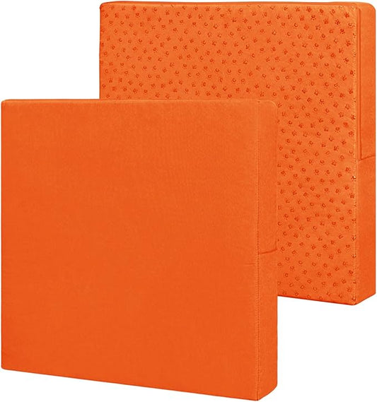 Easy-Going Waterproof Patio Cushion Covers 27x25x5 inch 2 Pack Replacement Non-Slip Outdoor Seat Cushion Slipcover with Zipper. Orange