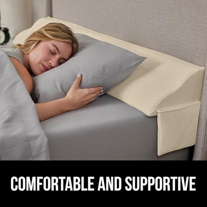 GORILLA GRIP Patent Pending Bed Wedge Pillow Headboard Gap Filler, US Designed, Comfortable Supportive High Density Foam Pillows, Stay in Place Gripping Dots, Wedges Between Mattress, Twin/XL Cream