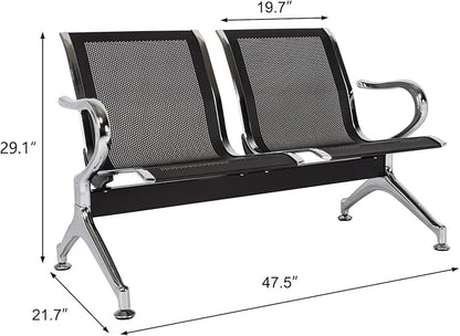 Kinsuite 5-Seat Office Guest Chairs & Reception Chairs - Waiting Room Chairs Airport Reception Seat Bench, Guest Chairs with Arms Lobby Bench Seating for Office Bank Airport Hospital, Black