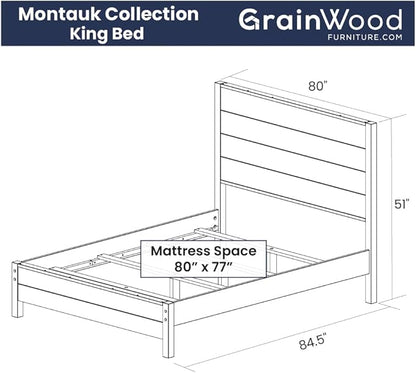 Grain Wood Furniture Montauk Solid Wood Bed, King Size, Driftwood