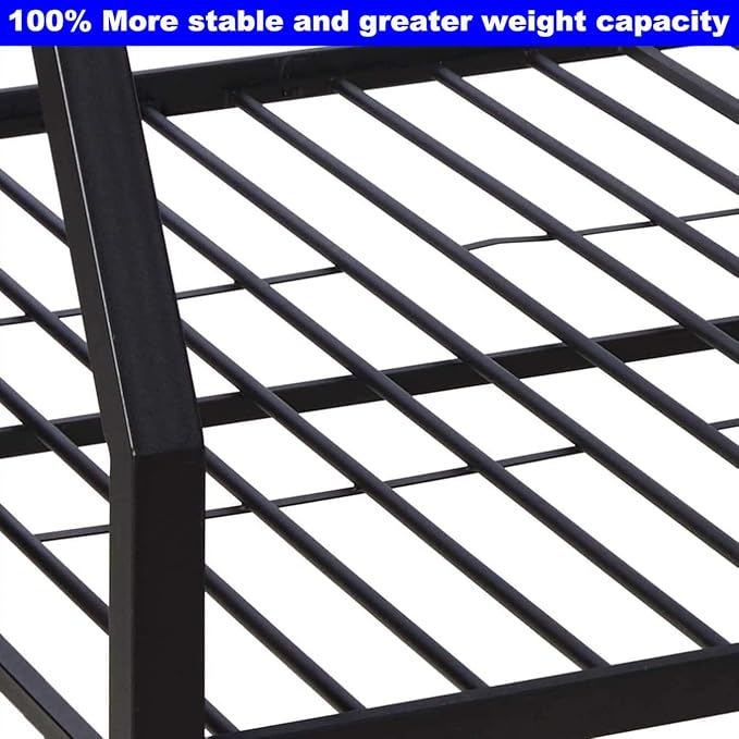 DOONREXS Industrial Style Heavy Duty Metal Queen Bunk Bed, Full XL Over Queen Size with Ladders and Guard Rail, Easy Assembly