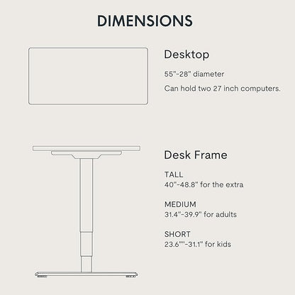 FLEXISPOT E6 3-Stage Dual Motor Electric Standing Desk 55 x 28 Sit Stand Up Desk, Holds 220 lbs, Adjustable Height w/Memory Presets, One-Piece Marble Grey Desktop & Black Frame, Ships in 2 Boxes