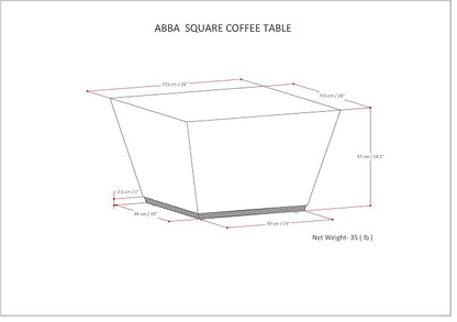 SIMPLIHOME Abba Square Coffee Table - 28 inch Wide Solid Mango Wood Modern Cocktail Table in White Wash, Contemporary Table for Living Room with Low Profile Block Design, Assembled