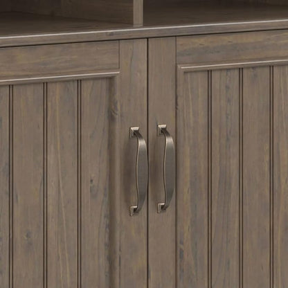 SIMPLIHOME Lev SOLID WOOD 39 Inch Wide Contemporary Medium Storage Cabinet in Smoky Brown, For the Living Room, Entryway and Family Room