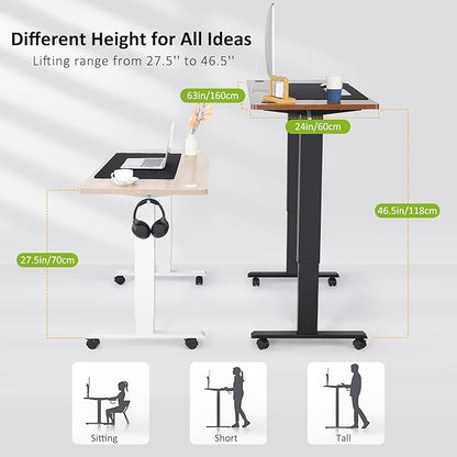 farexon Electric Standing Desk 63 x 24In with Outlets,Rolling Stand up Desk with Oversized Mouse Pad, 2 USB Ports & 3 Power Outlets, 4 Caster, 4 Preset Heights Easy to Set for Home Office(Brown)