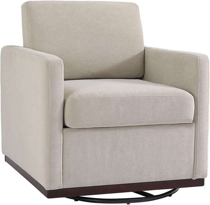 UIXE Swivel Accent Chairs Set of 2, Chenille Upholstered Armchair Comfy Club Chair for Living Room, Mid Century Modern Arm Chair Single Sofa Nook Bedroom Side Reading Seat - Beige
