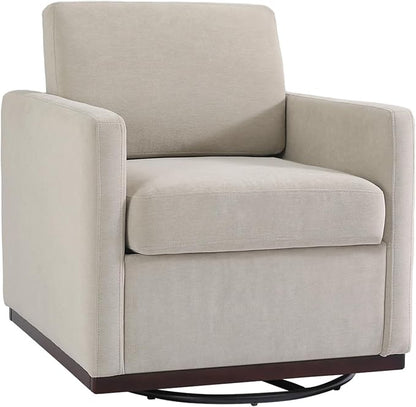 UIXE Swivel Accent Chair, Chenille Upholstered Armchair Comfy Club Chair for Living Room, Mid Century Modern Arm Chair Single Sofa Nook Bedroom Side Reading Seat - Beige
