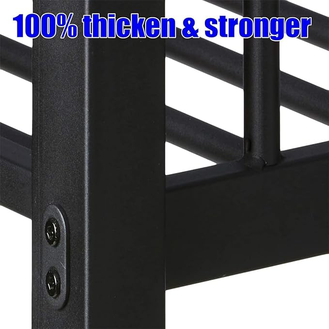 Stronger & Higher Quality Heavy Duty Bunk Bed Queen Over Queen Size Bunkbed, Thickened Safer More Stable Steel Metal Queen Bunk Bed (Faster Assembly) (Queen Over Queen-1)