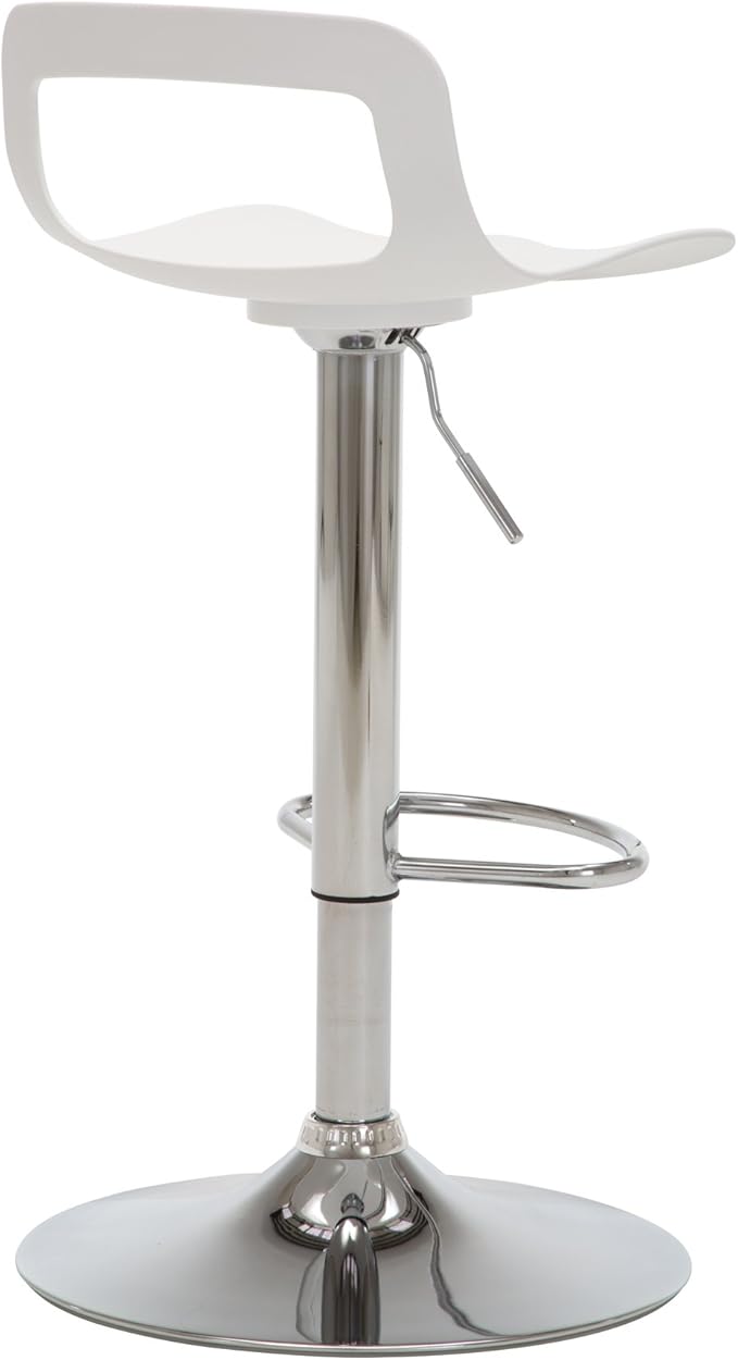 NOBPEINT NOB Contemporary Chrome Air Lift Adjustable Swivel Bar Stool (6 Pieces, White)