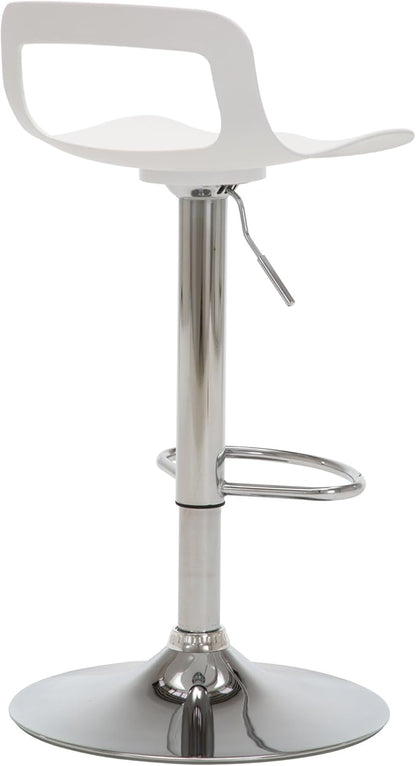 NOBPEINT NOB Contemporary Chrome Air Lift Adjustable Swivel Bar Stool (6 Pieces, White)