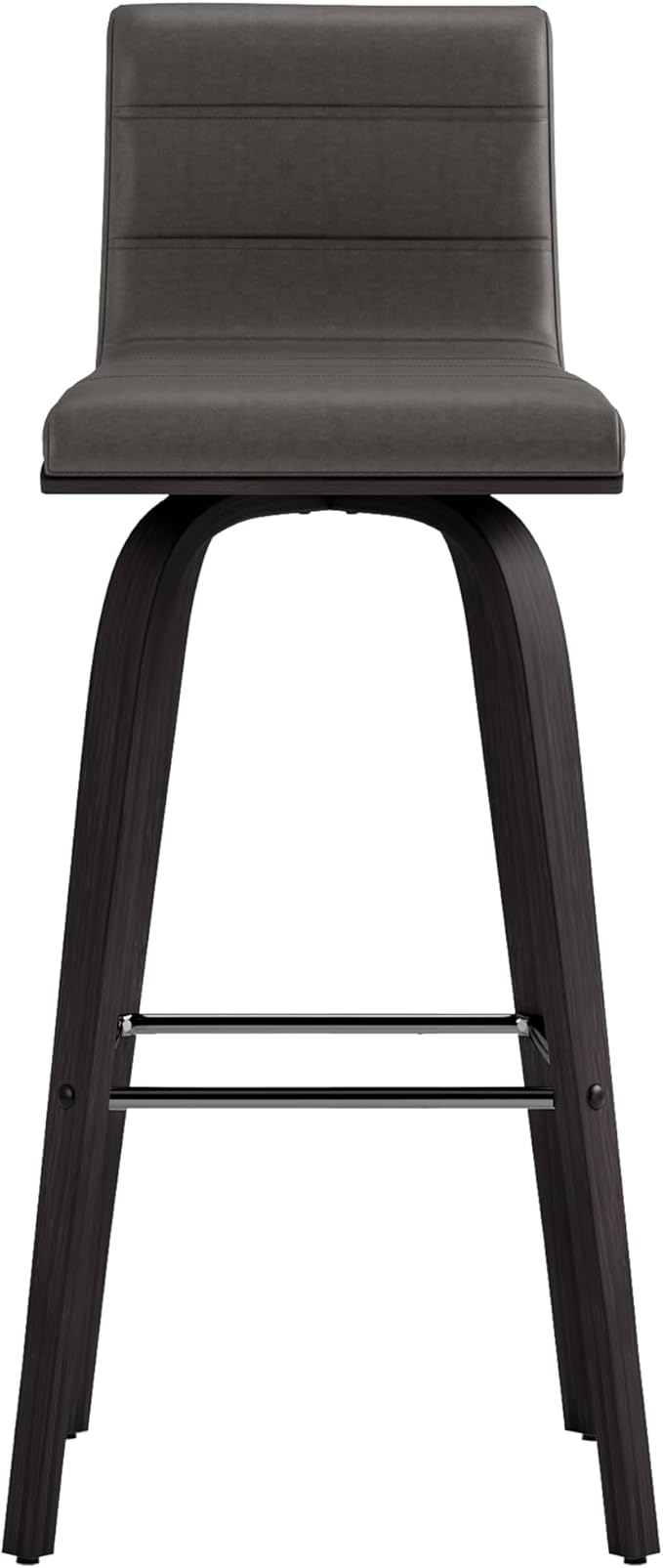 Armen Living Vienna 30" Swivel Bar Stool in Black Wood Finish with Gray Faux Leather - Set of 4
