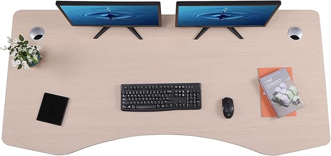 ApexDesk Elite Pro Series 71" x 33" Electric Height Adjustable Stand up Desk, Sit Stand Home Office Desk, Computer Desk - Curved Oak/Black