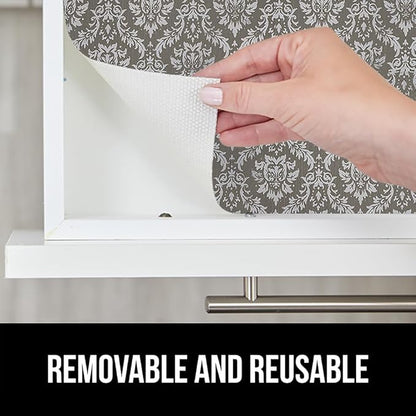 GORILLA GRIP DripGuard Shelf Liner, Non Adhesive Drawer and Kitchen Cabinet Protector, Slip Resistant BPA Free Smooth Surface Plastic Liners for Cabinets, Bathrooms, Closets, 17.5x120 Inch Beige Cream