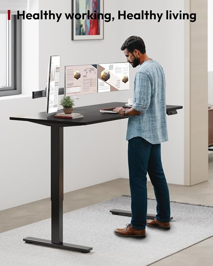 SANODESK Standing Desk Height Adjustable Electric Stand up Desk 71x32 Inches Sit Stand Home Office Desk with Splice Board, Black Frame/Black Top