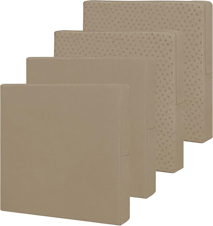 Easy-Going Waterproof Patio Cushion Covers 20x18x4 inch 4 Pack Replacement Non-Slip Outdoor Seat Cushion Slipcover with Zipper. Camel