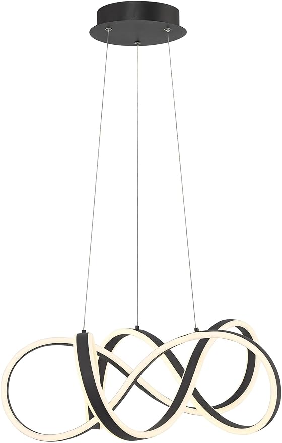 Possini Euro Design Helix Sand Black Ceiling Pendant Light 21" Wide Ultra Modern Sprial Twisted LED Light Strip Steel Metal Dining Room House Foyer Kitchen Island Entryway Home Living Room Bedroom